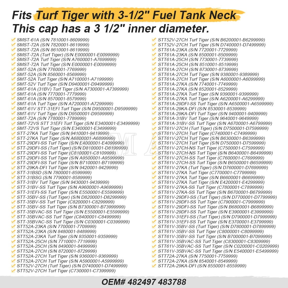 Fuel Cap w/ Gauge 3-1/2" for Scag Turf Tiger (482497, 483788)