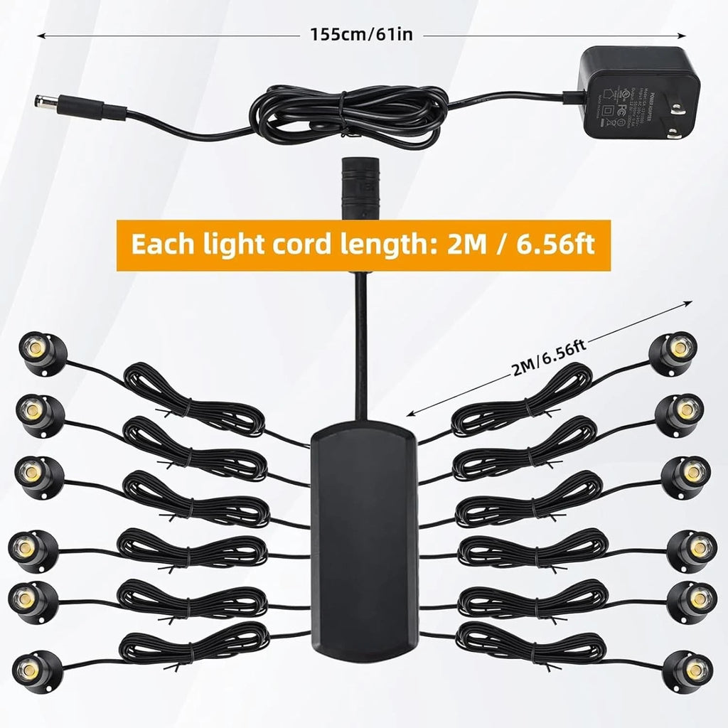 12Pcs Mini LED Spotlight for Display Cabinet Showcase
