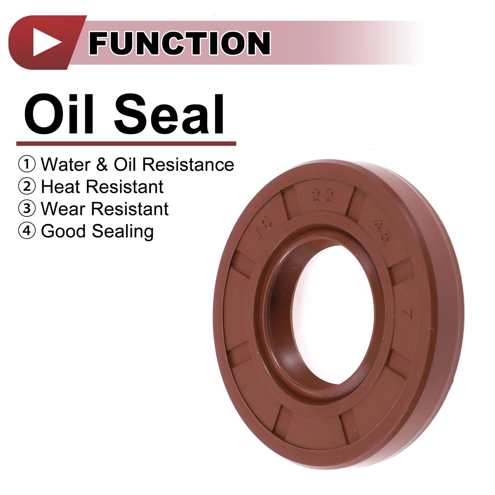 2X Oil Seal Rotary Shaft Seal FKM Rubber 22x45x7mm for Various Models