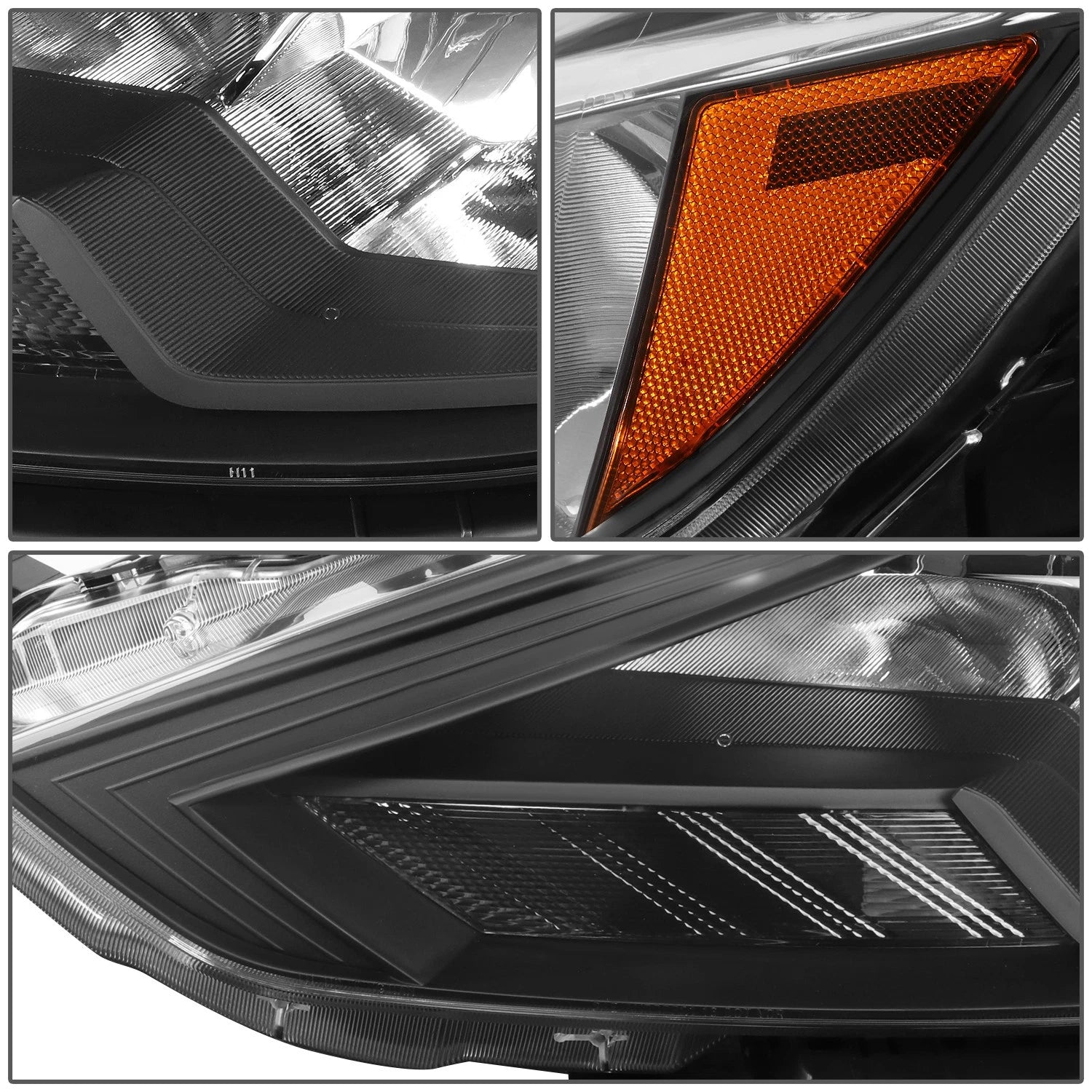 Factory Style Black Housing Amber Corner Headlights for Nissan Sentra (2016–2018)