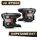 LED Headlight Set for Ford F-150 (2018–2020) w/Black Bezel & Module