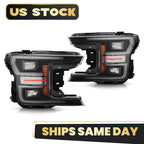 LED Headlight Set for Ford F-150 (2018–2020) w/Black Bezel & Module