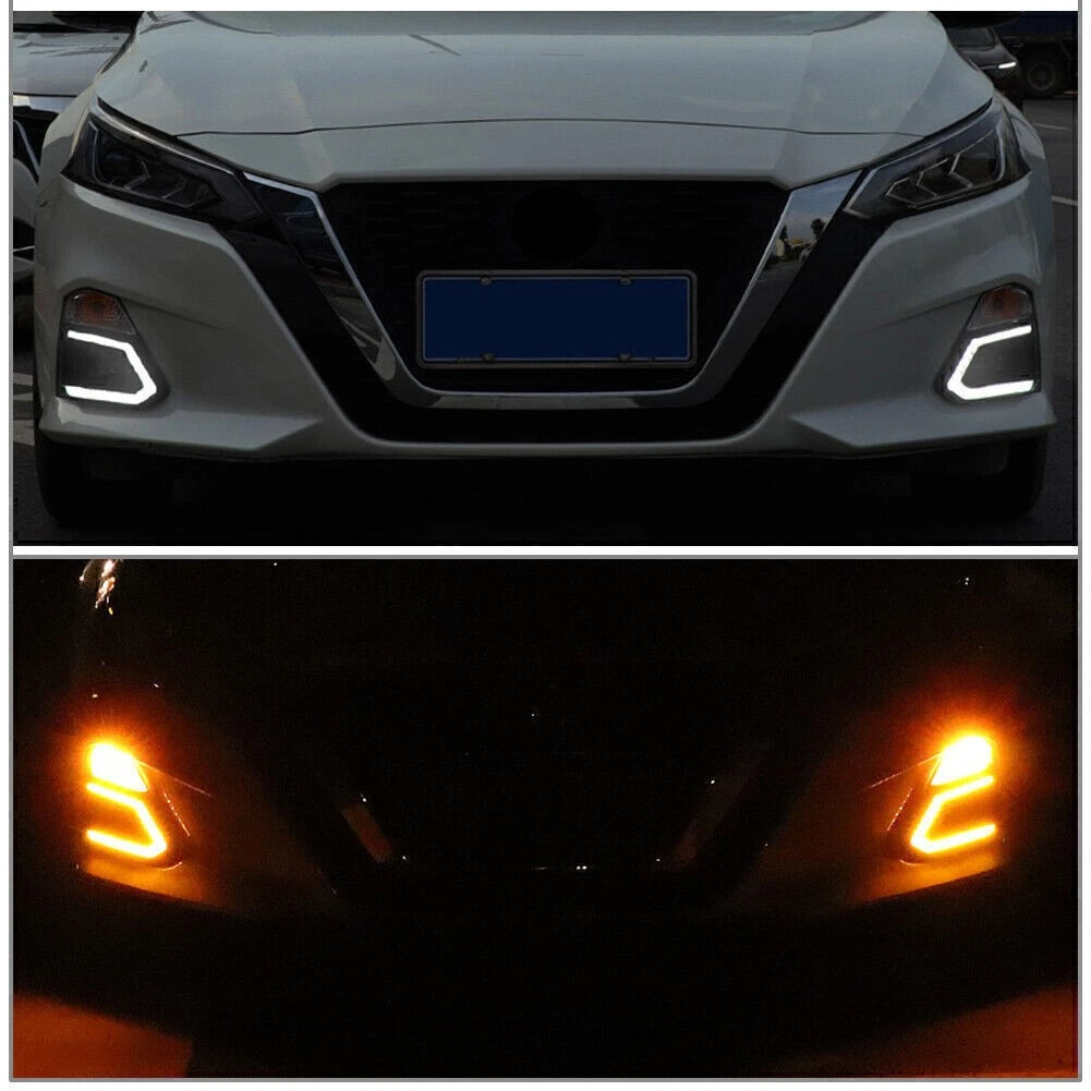 2PC LED Daytime Running Lights DRL Amber White for Nissan Altima Teana (2019–2020)