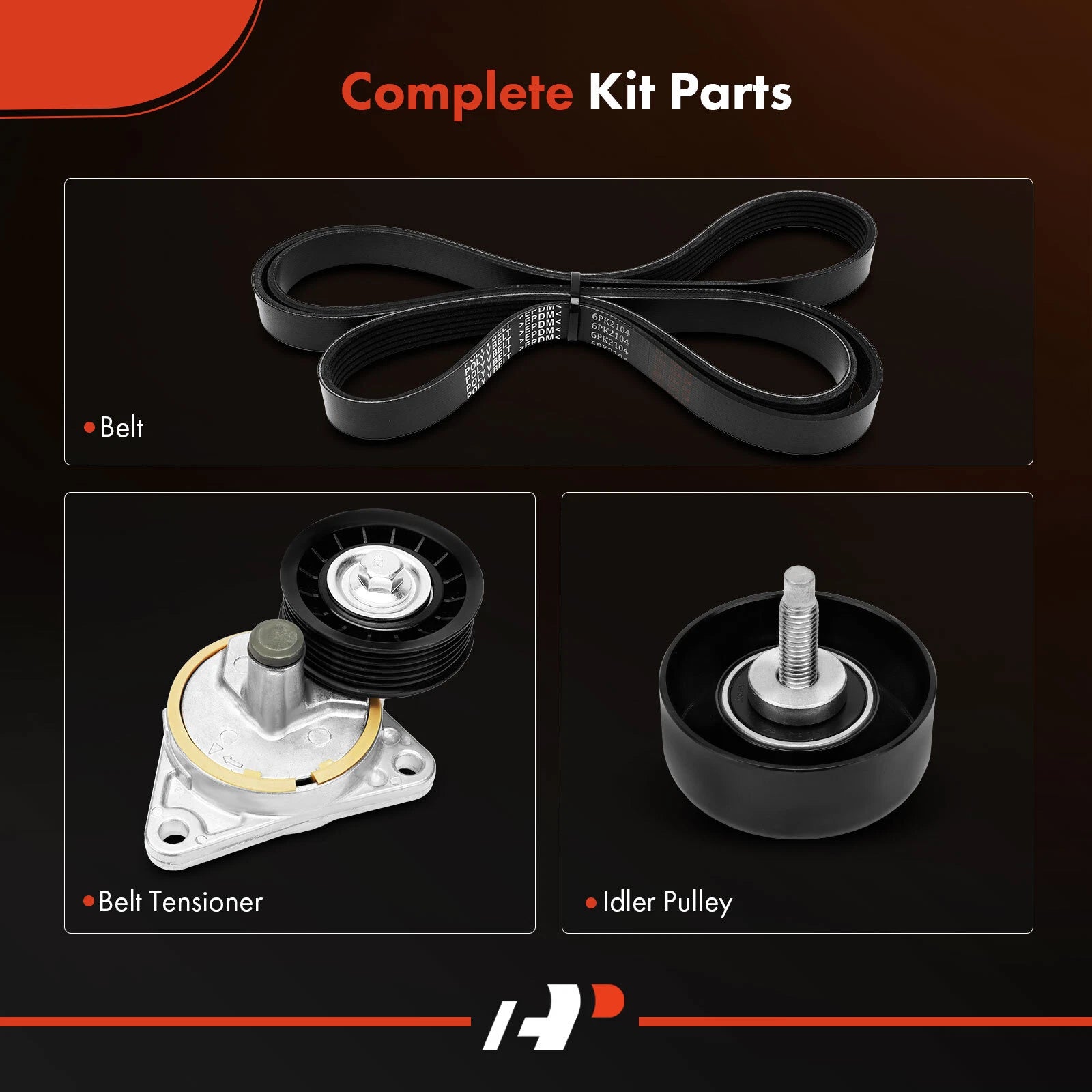 3X Serpentine Belt Drive Component Kit for Ford Escape (2002-2004)
