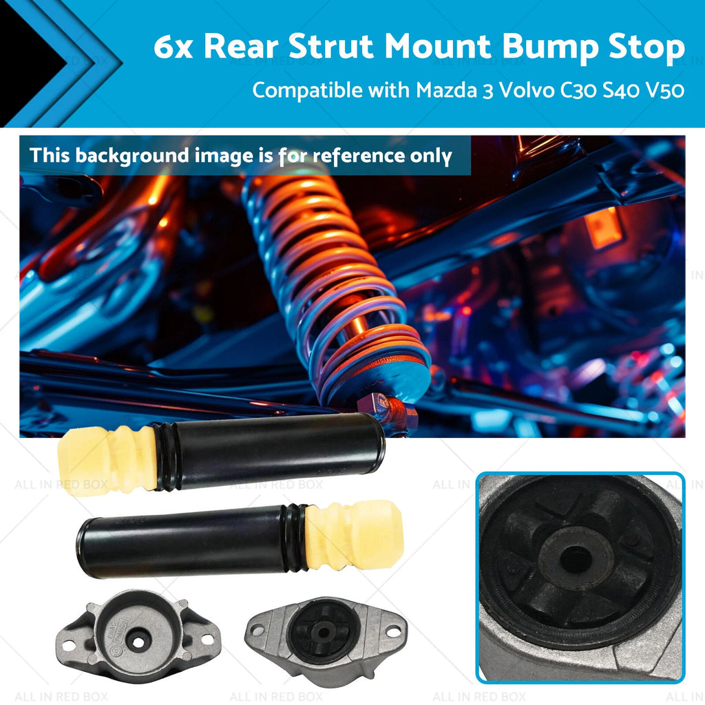 6X Rear Strut Mount Bump Stop for Mazda 3, Volvo S40, C30, V50 (2004–2013)