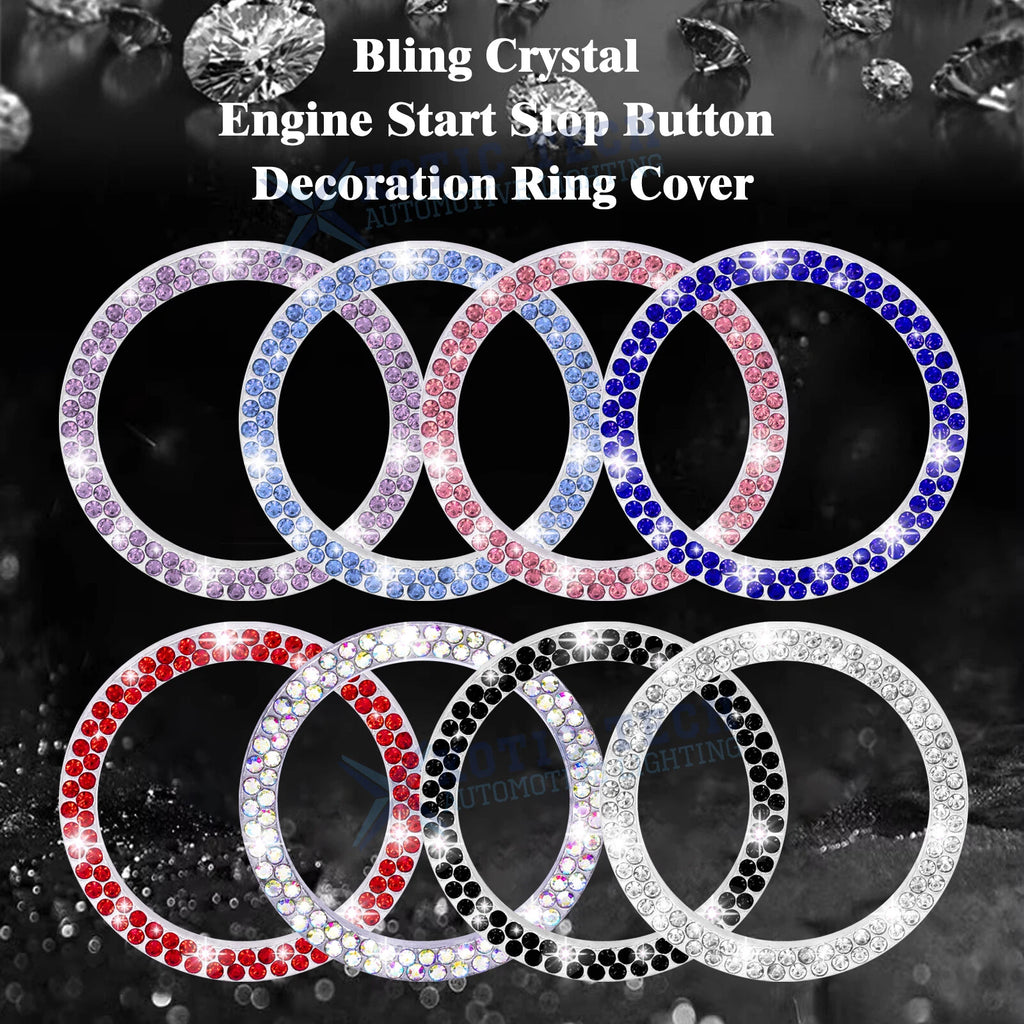 2x Push Start Button Bling Ignition Ring Sticker for Toyota (2014-2016)