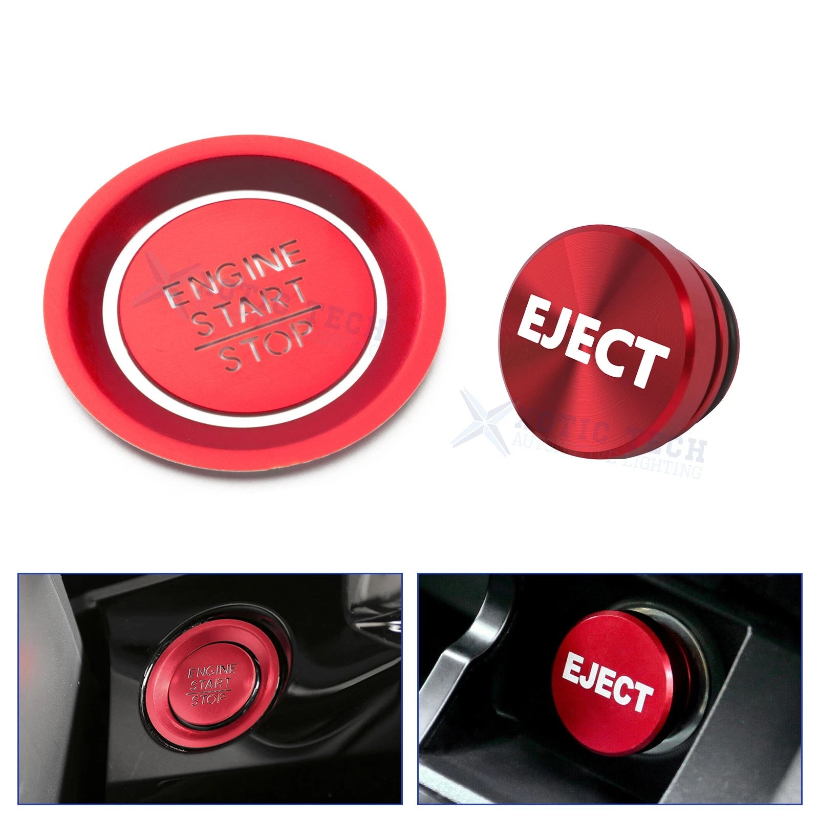 Red Engine Start & Cigarette Lighter Eject Button Trim for Honda Civic (2022–2022)