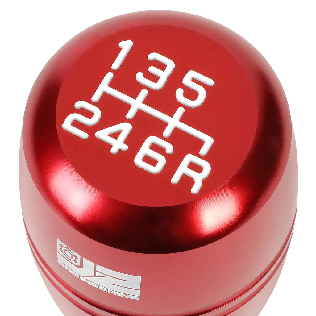 Cylindrical Shift Knob for Universal Fit (Red, Aluminum, Thread Adapters)