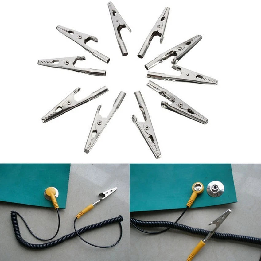 Set of 10 Screw Probe Test Clips Crocodile Clamps Stainless Steel