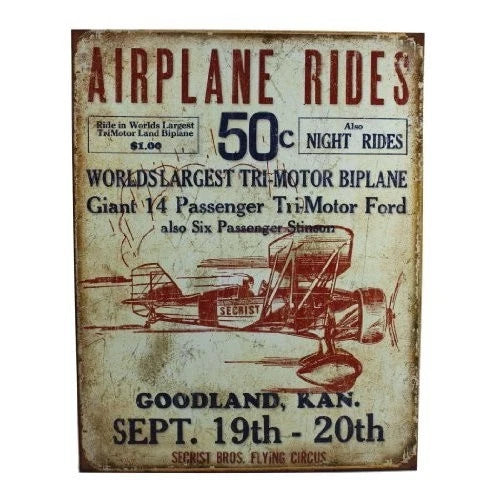 Vintage Replica Tin Metal Sign for Ford Biplane (1872)