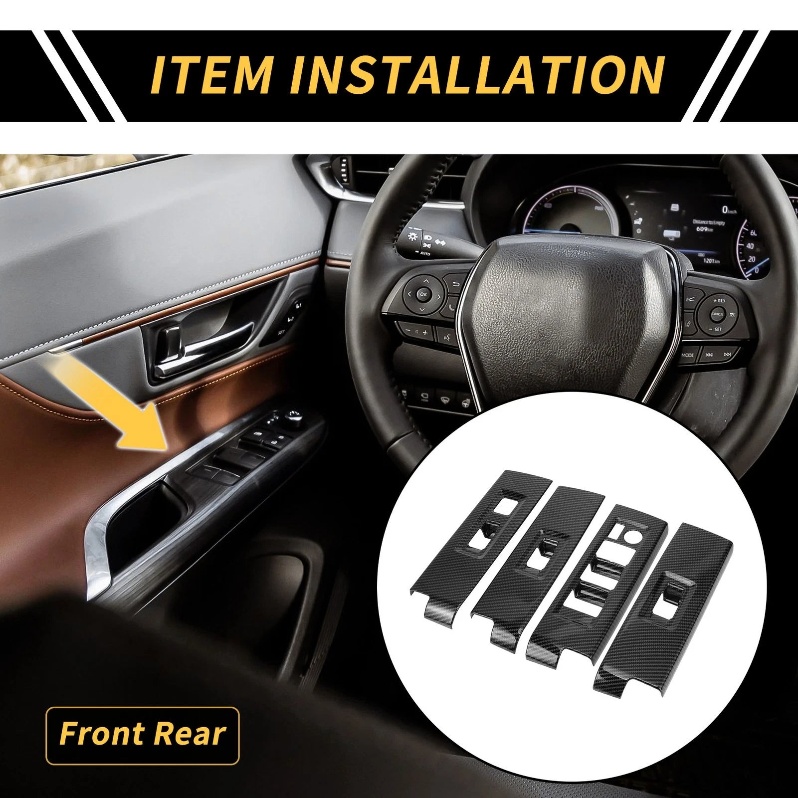 Set of 2 Carbon Fiber Door Window Switch Panel Covers for Toyota Tundra (2022–2024)