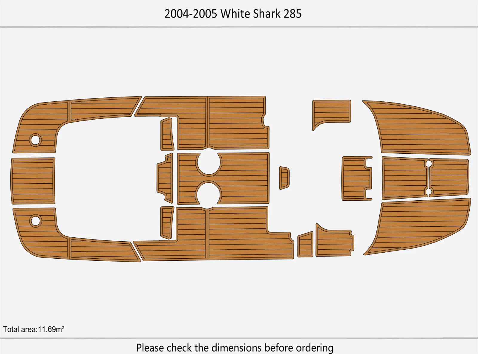 EVA Pads for White Shark 285 (2004) - Teak Deck Flooring Mat