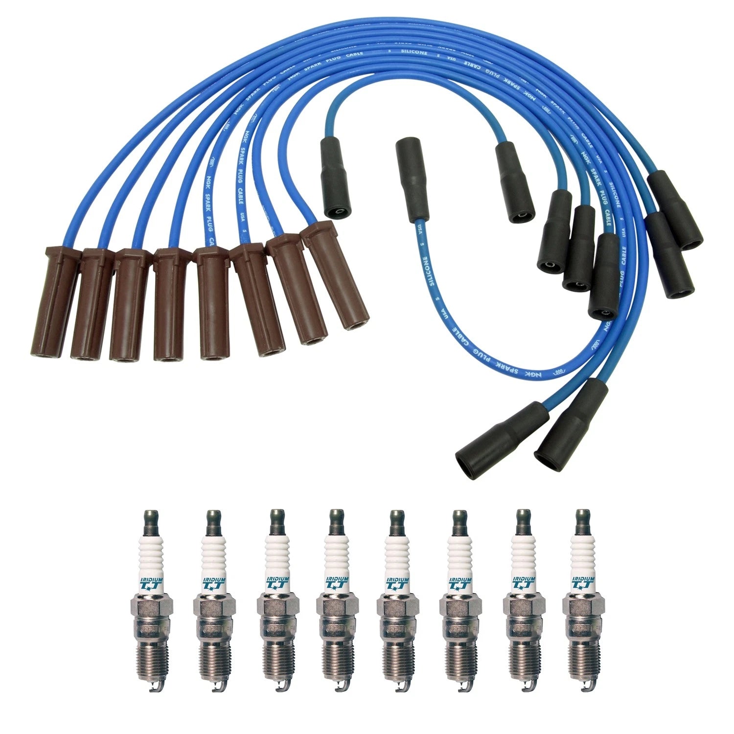 NGK 7mm Wire Set & Denso Iridium Spark Plug Kit for C2500 C3500 Sierra (1999–2007)
