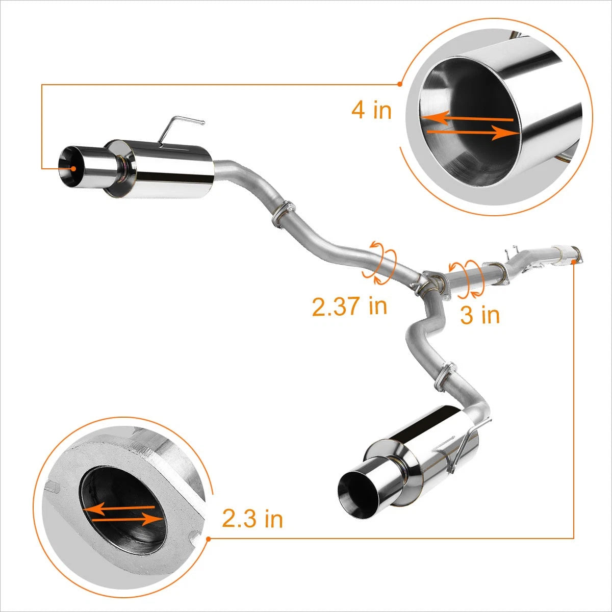 Catback Exhaust System for Nissan Altima 3.5L V6 (2007–2012) - Dual 4" Tips
