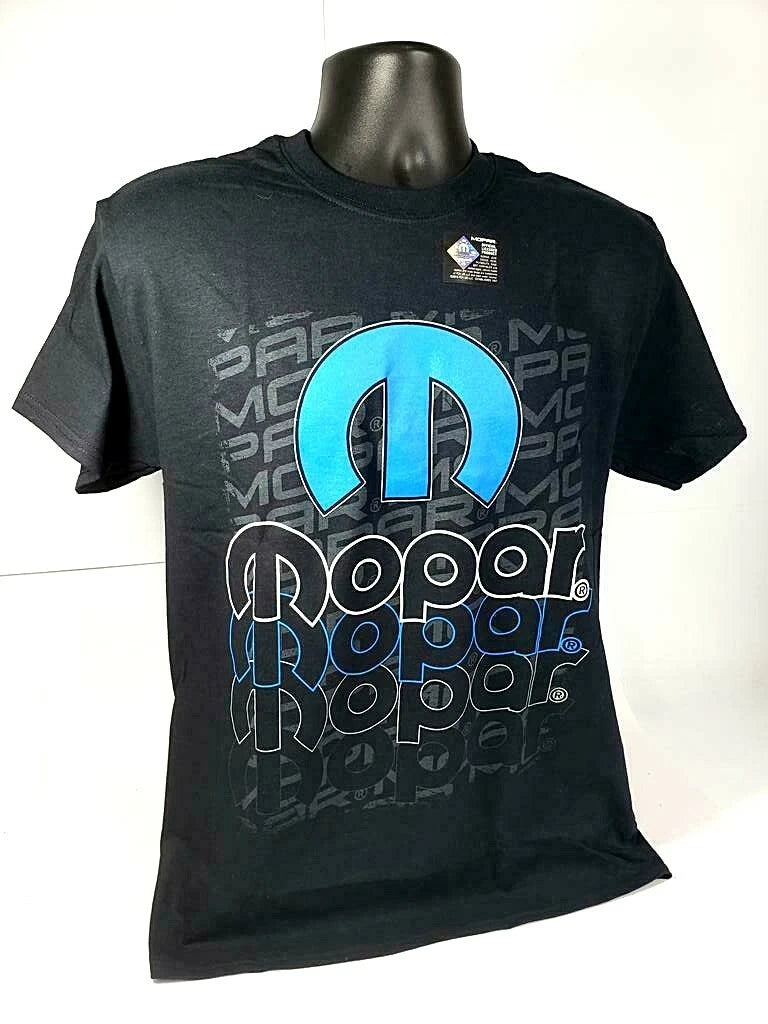 Mopar Emblem T-Shirt Black with Blue M Logo for Dodge Chrysler Jeep (—)