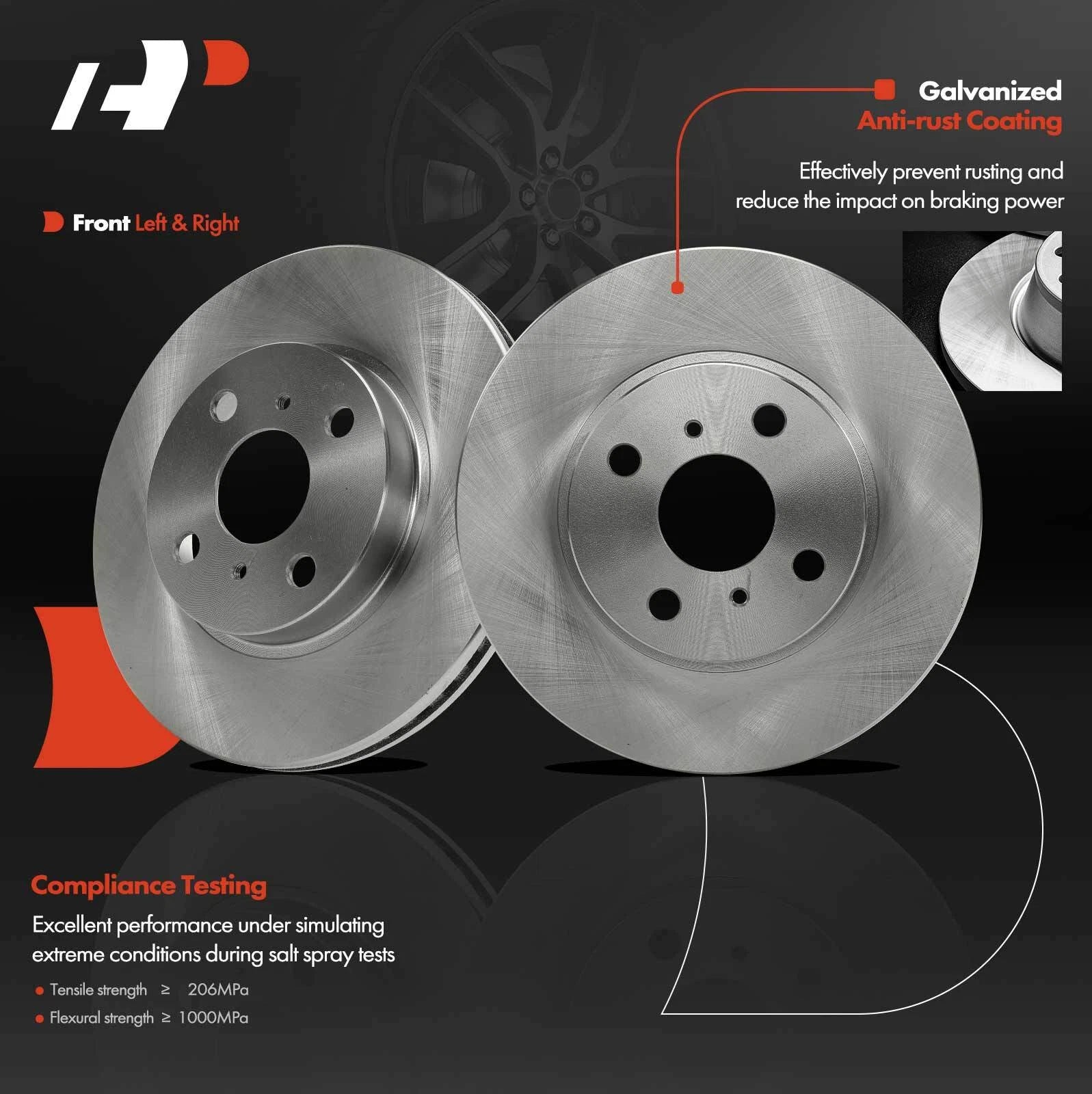 Front Disc Brake Rotor for Toyota Prius C (2012-2019)