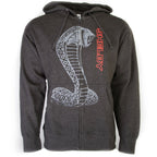 Zip Up Hoodie Jacket for Shelby Cobra (Licensed) Gray Red Snake Emblem (Unisex)