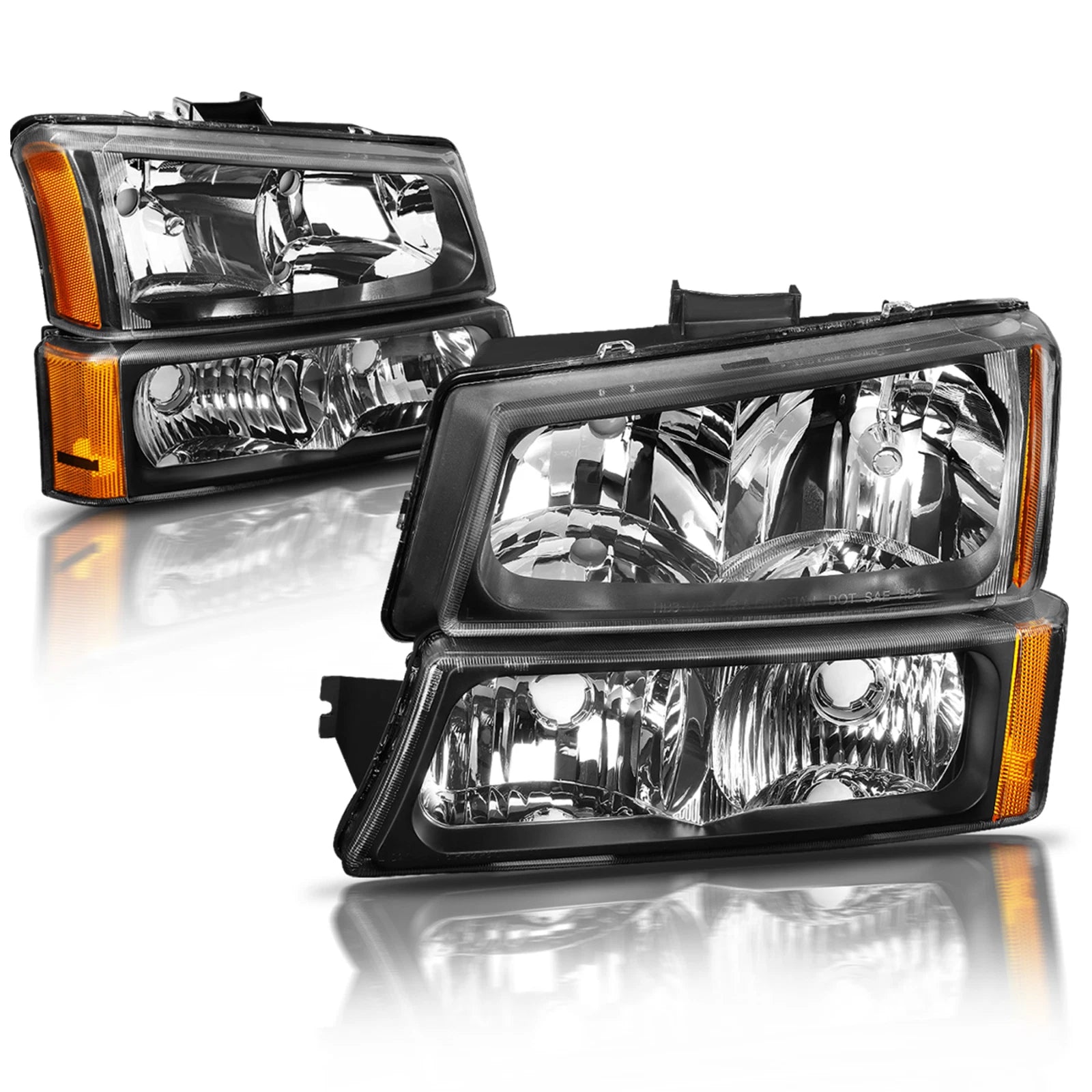 Black Housing Amber Corner Bumper Headlights for Chevrolet Silverado (2003–2006)