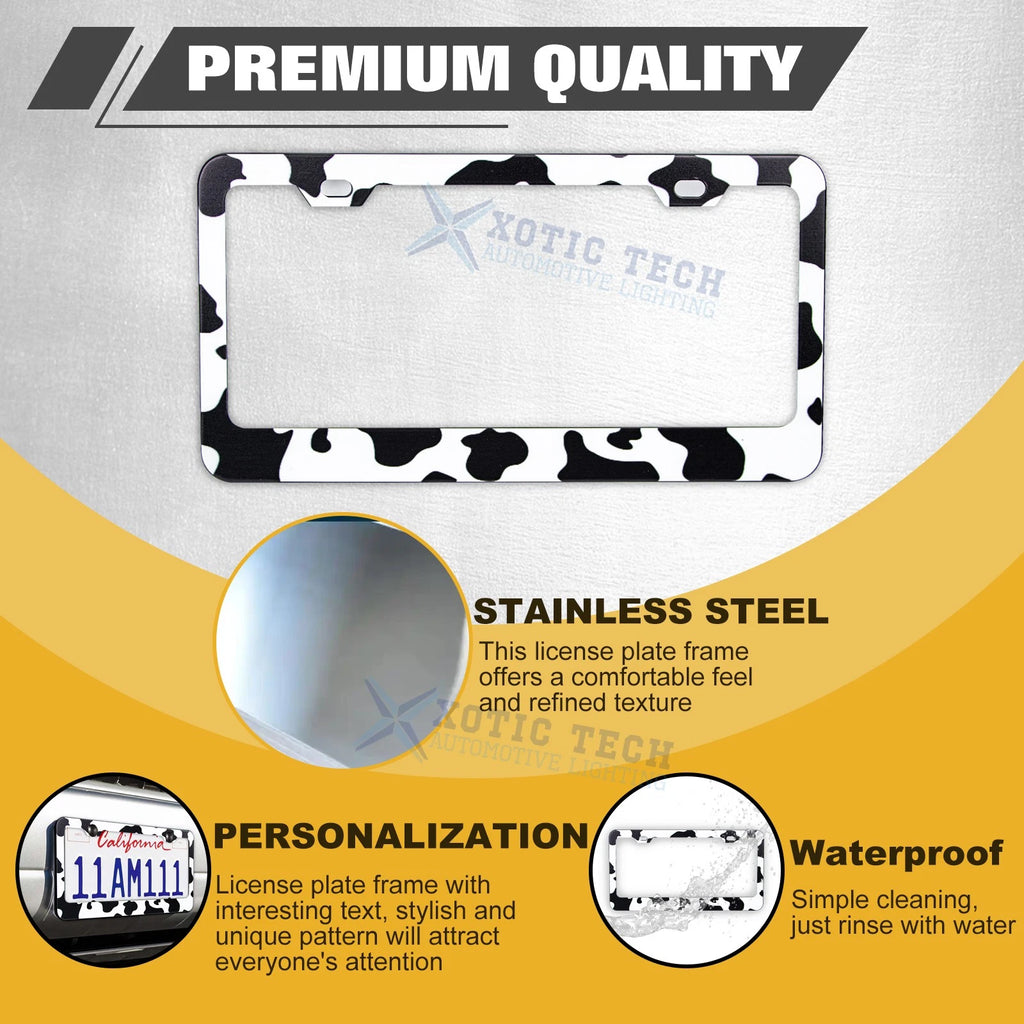 Cows Pattern Universal License Plate Frame for Stainless Steel (Weatherproof)