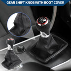 6 Speed Gear Shift Knob with Dust Cover for Audi A4 (2007–2015) Red Faux Leather