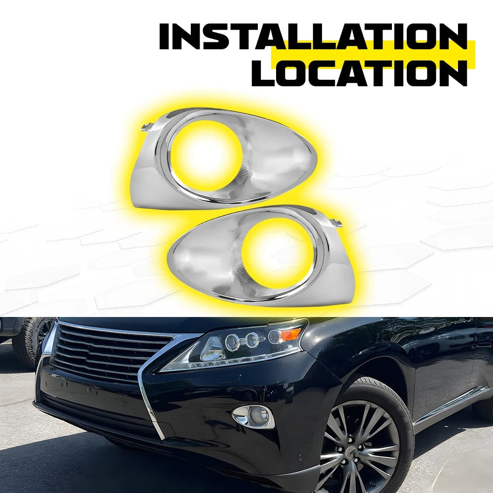 2X Chrome Front Fog Light Bezel Trim for Lexus RX350 RX450h (2013–2015)