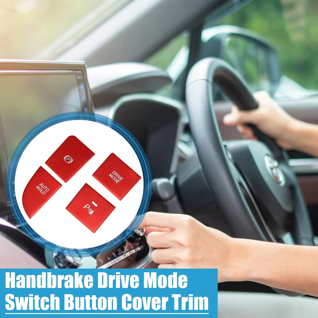 Set of 4 Handbrake Drive Mode Switch Button Covers for Hyundai Elantra (2021–2023) Red