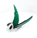 Hood Ornament Chrome Swan Bugler Green Wings for Universal Car (Any Year)