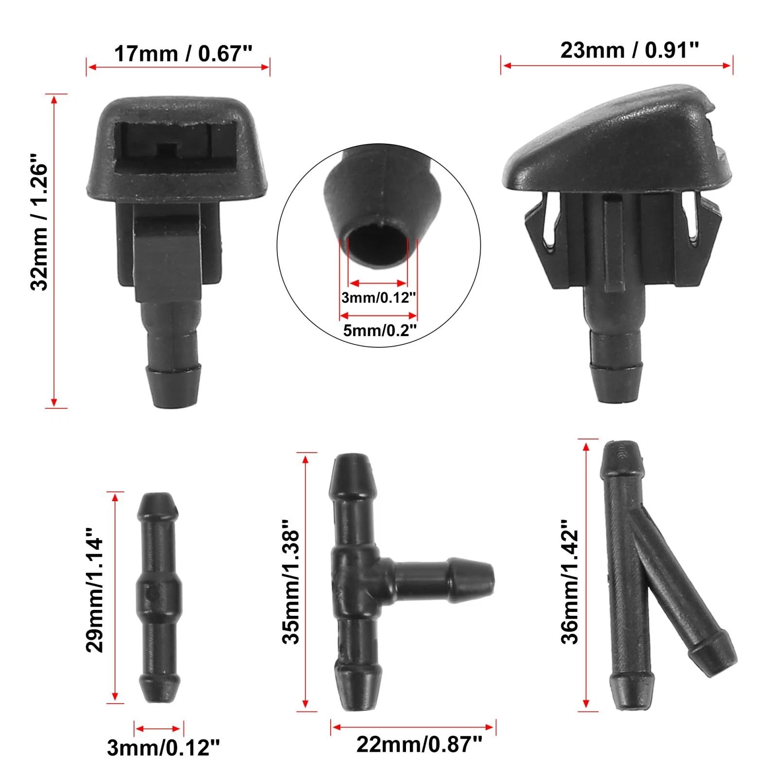 Front Windshield Washer Nozzles Kit KD45-67-510 for Mazda 3 5 6 CX-3 CX-5 CX-7 (2010–2020)