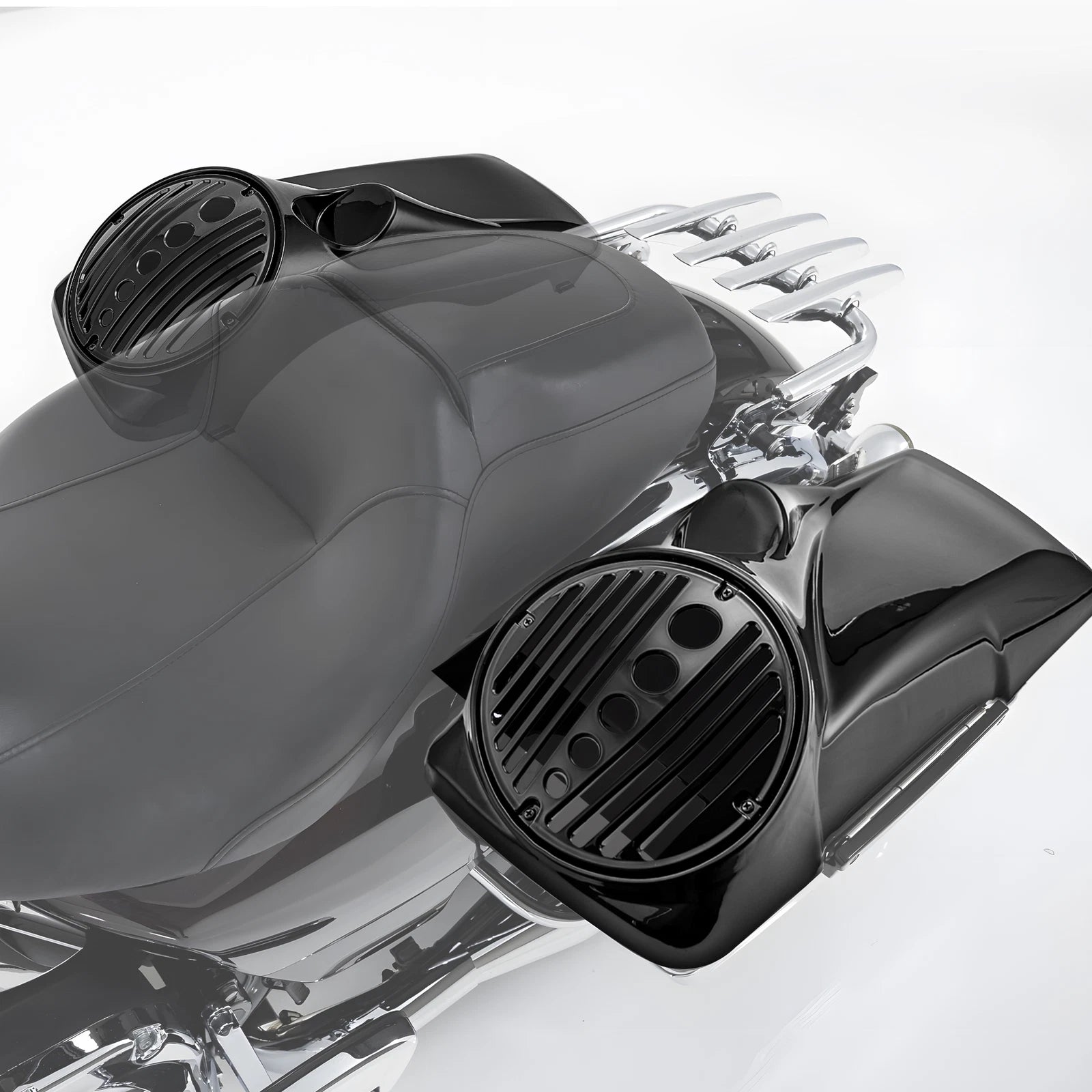 8" Speaker Hard Saddlebag Lids w/ Tweeter Port for Harley FLTR FLHT (2014–2023)