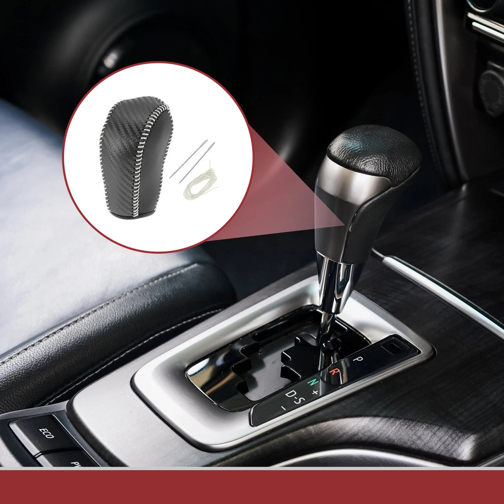 1Pc Gear Shift Knob Cover for Subaru Forester (2014–2017) Black Beige Faux Leather