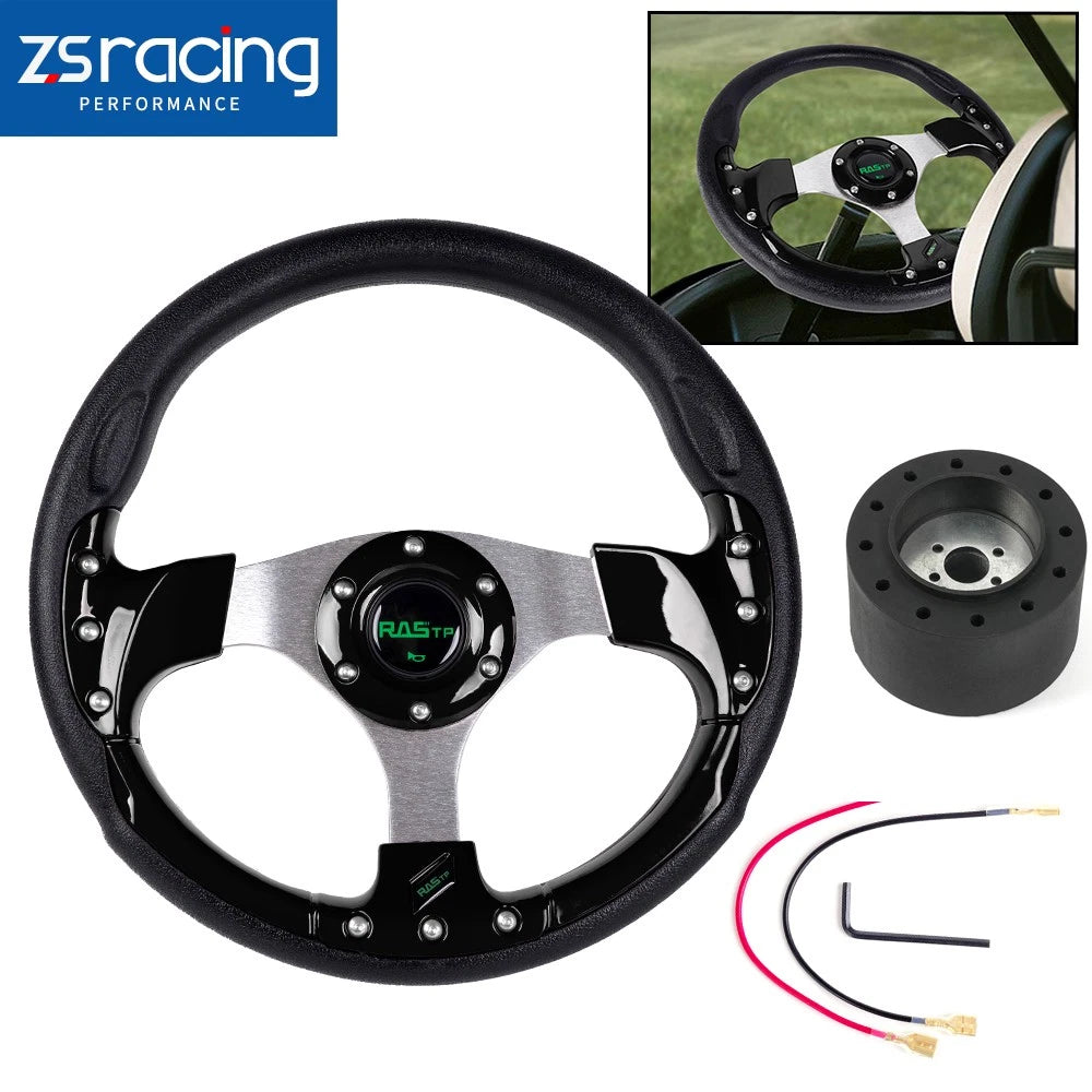13" Black Marine Boat Steering Wheel with 3/4" Tapered Keyway Adapter