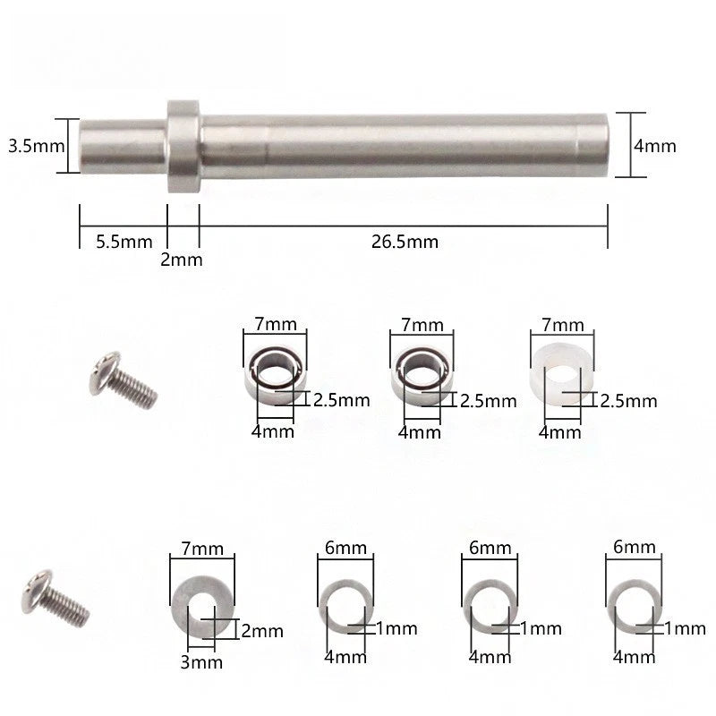 Reel Bearing Spacer Kit for - 3.5mm, 4mm, 5.5mm, 6mm, 7mm Pins, 4mm Spacers
