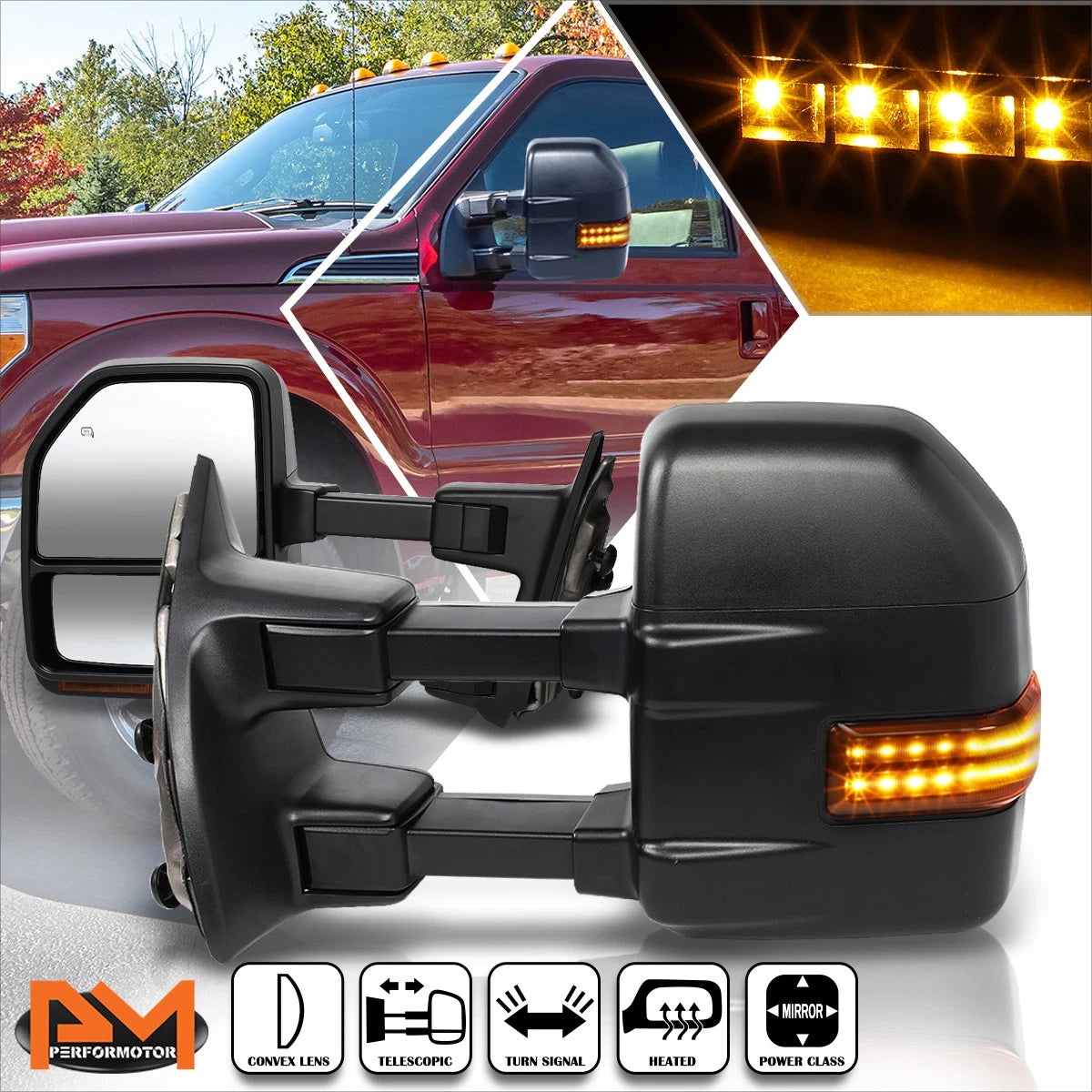 Powered Heated Towing Mirror w/LED Signal for Ford Super Duty (2008–2016)