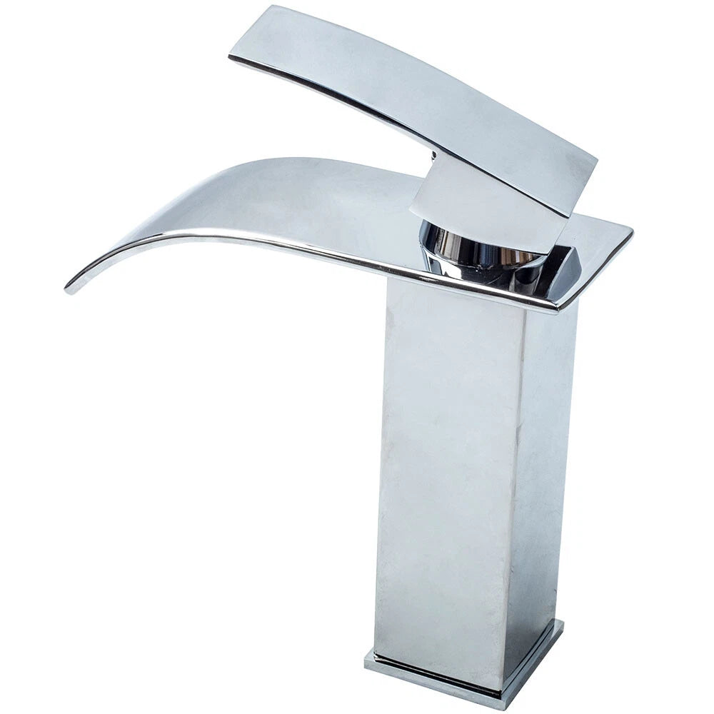 Chrome Waterfall Sink Faucet for Bathroom (Single Handle)