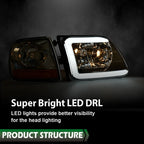 Clear LED DRL Headlights for Ford F150/Expedition (1997–2003)