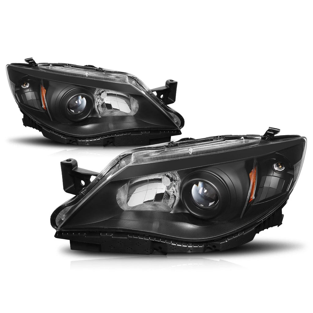 Projector Headlight Set for Subaru Impreza (2008–2011) Black Housing Amber Corner