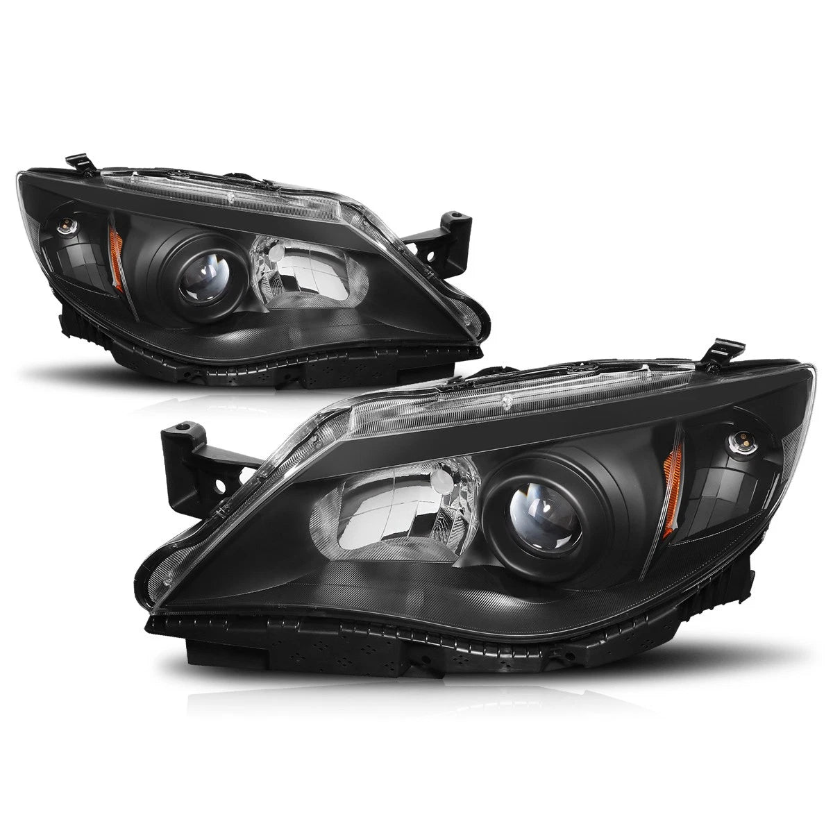 Projector Headlight Set for Subaru Impreza (2008–2011) Black Housing Amber Corner
