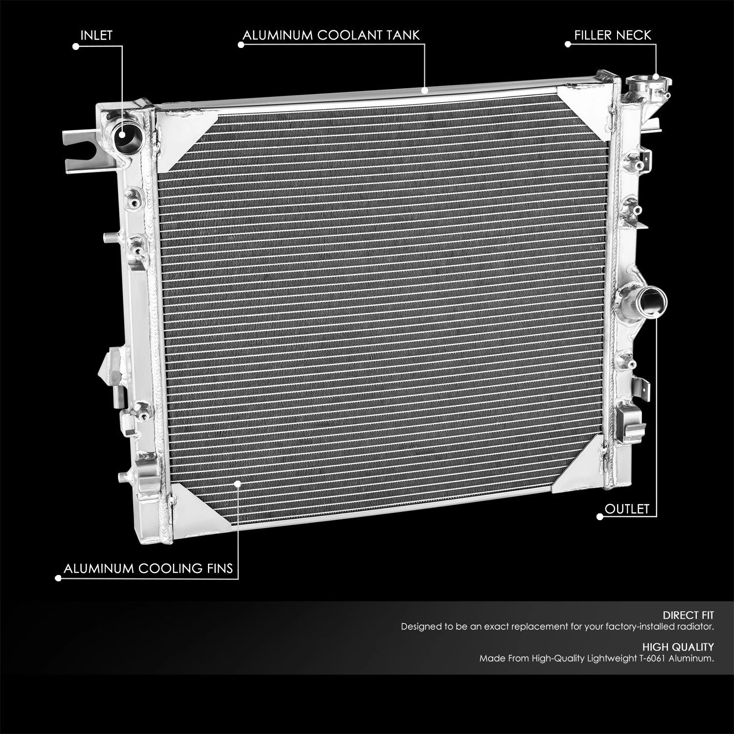 3-Row Aluminum Racing Radiator for Jeep Wrangler JK (2007–2018)