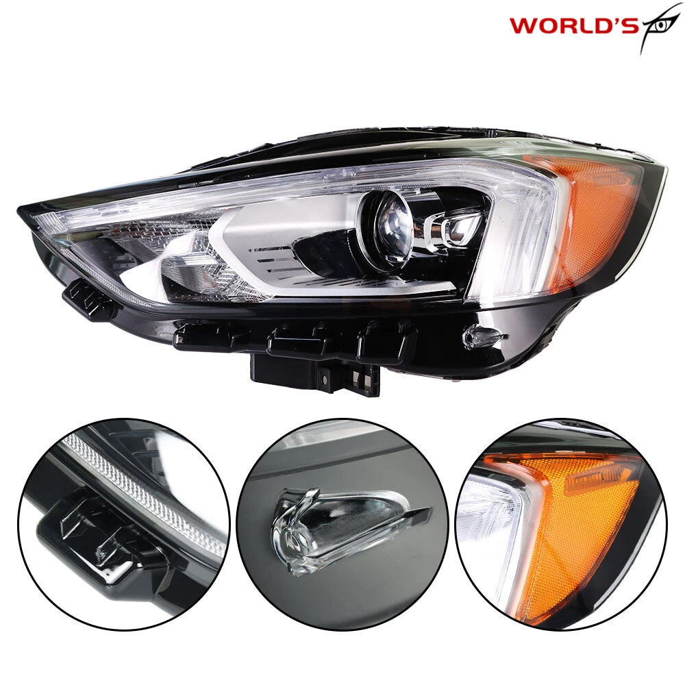 Full LED Driver Left Headlight for Ford Edge (2019–2021) Black Housing