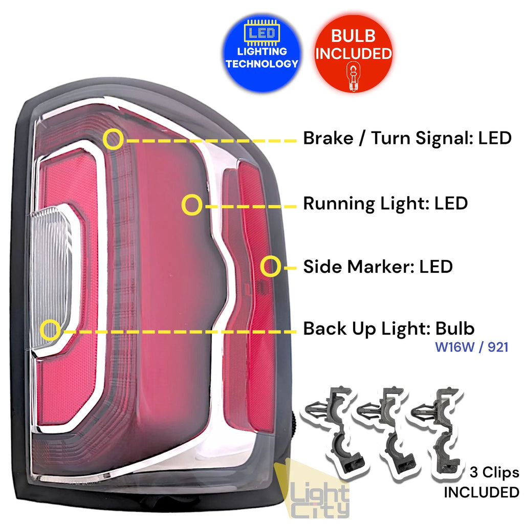 Full LED Taillight for GMC Sierra 1500 (2016–2018) RH Black Housing