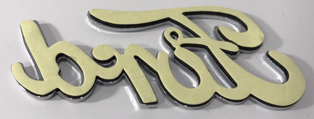 Chrome Metal Adhesive Script Emblem for 1940 Ford Style (3 1/4 x 1 3/8)