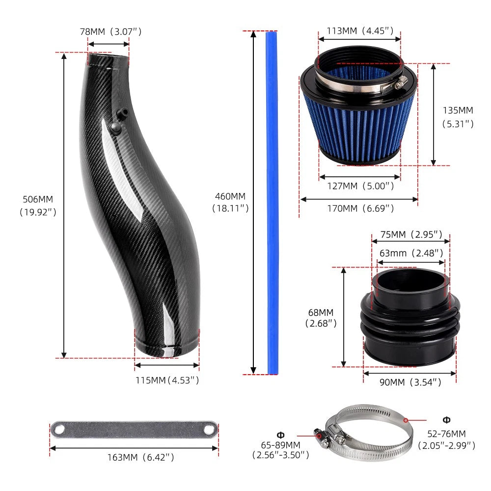 Carbon Fiber Cold Air Intake Pipe for Civic EG EK, Integra (1992–2001)