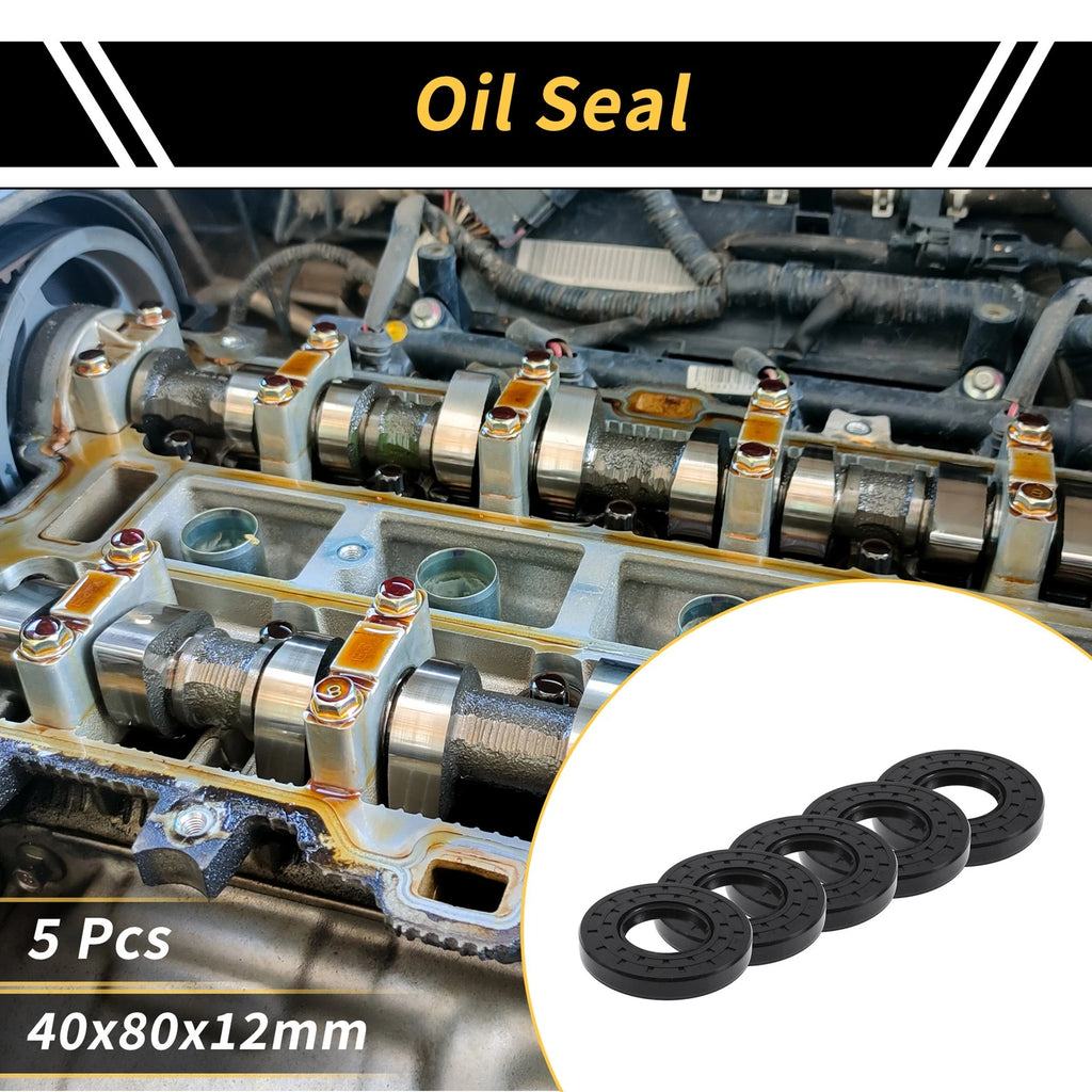 Set of 5 Oil Seal Rotary Shaft Seal NBR Rubber 40x80x12mm