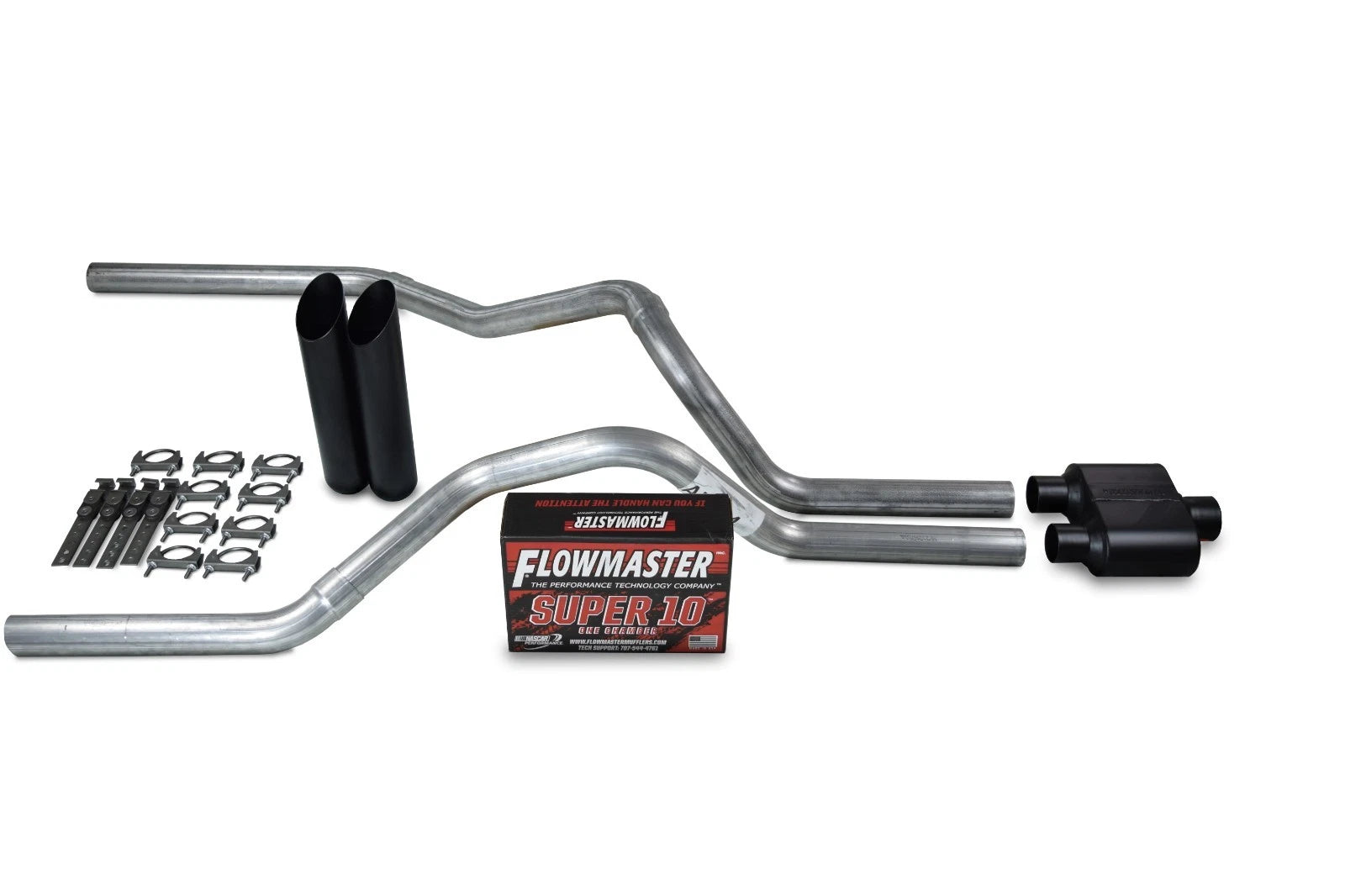 2.5" Dual Exhaust Kit for Ford F150 (2015–2020) - Flowmaster Super 10 Black Tip