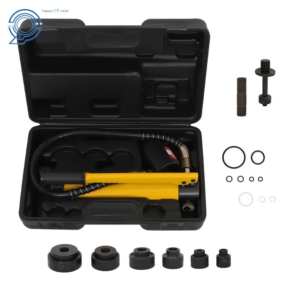 Hydraulic Knockout Punch Driver Tool Kit with 6 Dies (1/2" to 2")