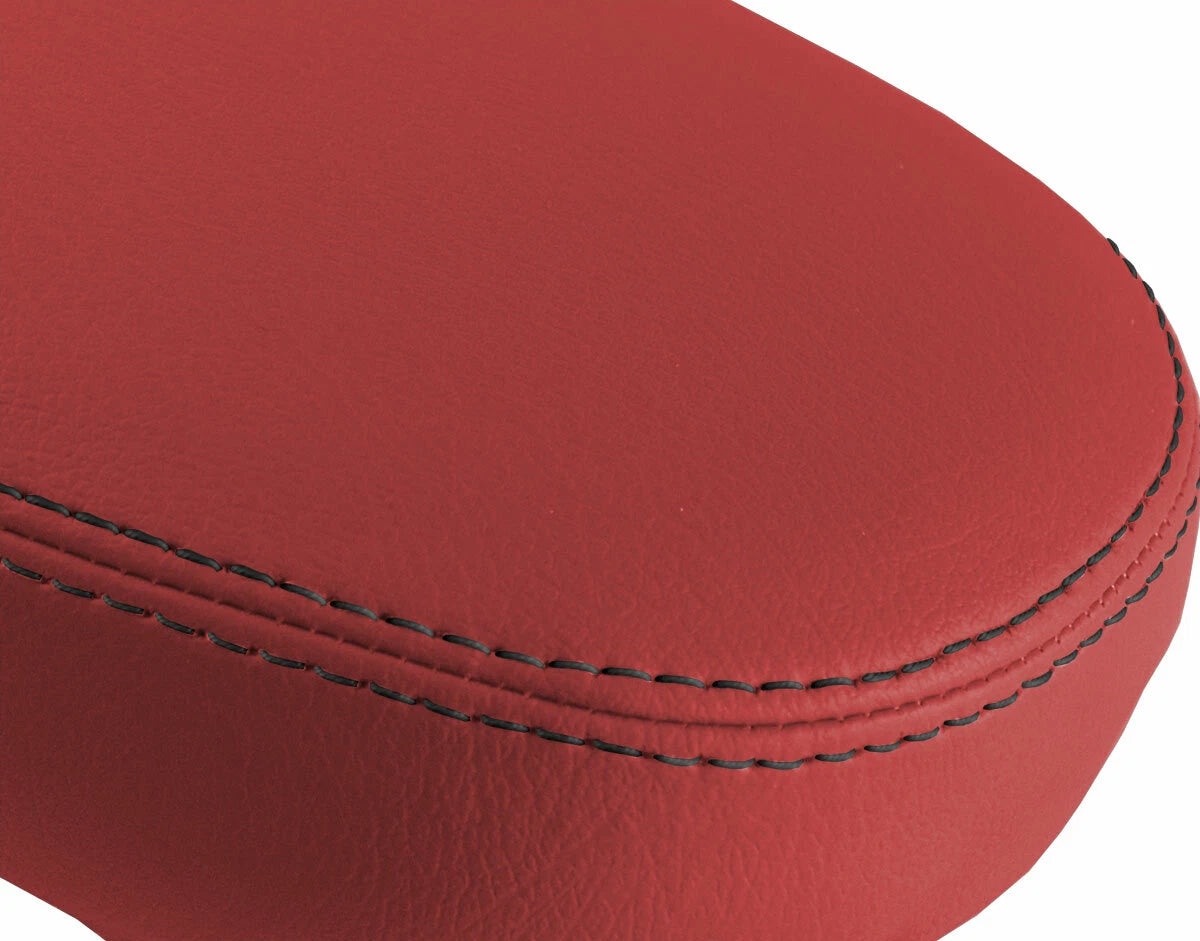 Leather Console Lid Armrest Cover for Kia Soul (2014–2019) Red Black Stitch