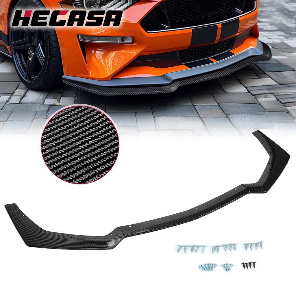Carbon Look GT-Style Front Bumper Splitter Lip for Ford Mustang (2018–2023)