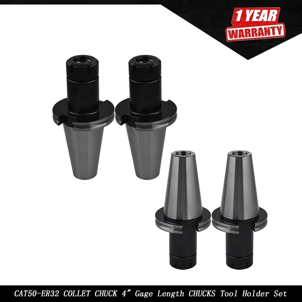 Set of 4 Collet Chucks for CAT50 (100mm Gage Length)