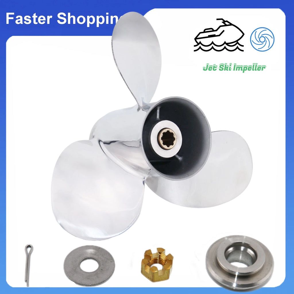 9 1/4x9 Stainless Steel Propeller for Yamaha 2-4 Stroke 9.9-20HP, Honda BF 8-20HP