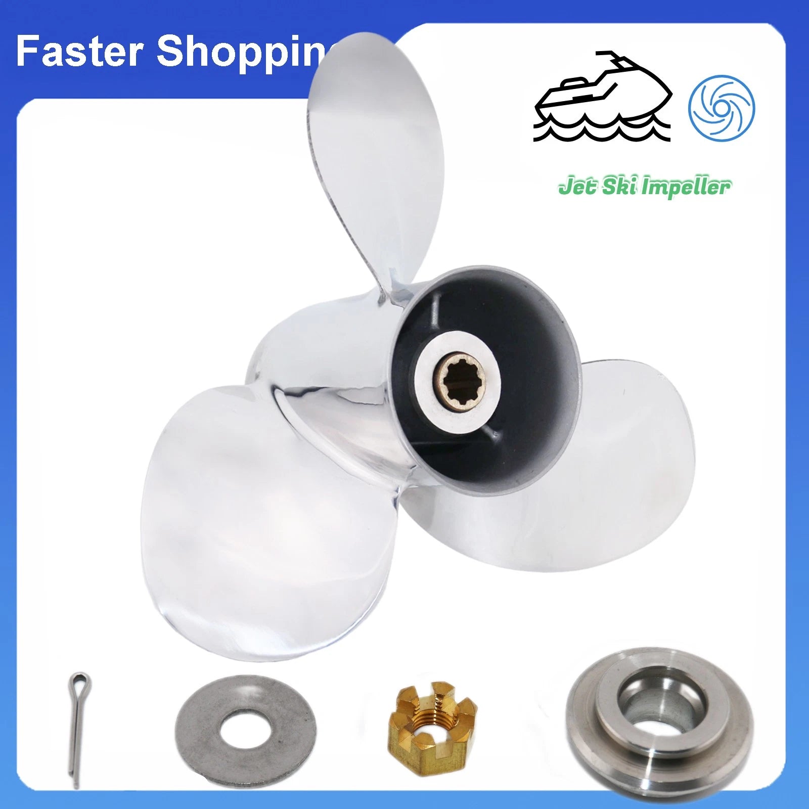 9 1/4x9 Stainless Steel Propeller for Yamaha 2-4 Stroke 9.9-20HP, Honda BF 8-20HP